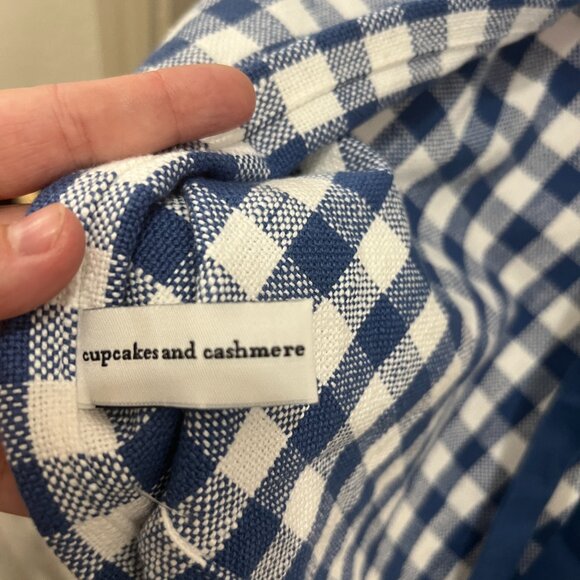 Cupcakes & Cashmere Gingham‎ Apron with Pockets Adjustable Neck Blue White NWOT - Picture 5 of 6